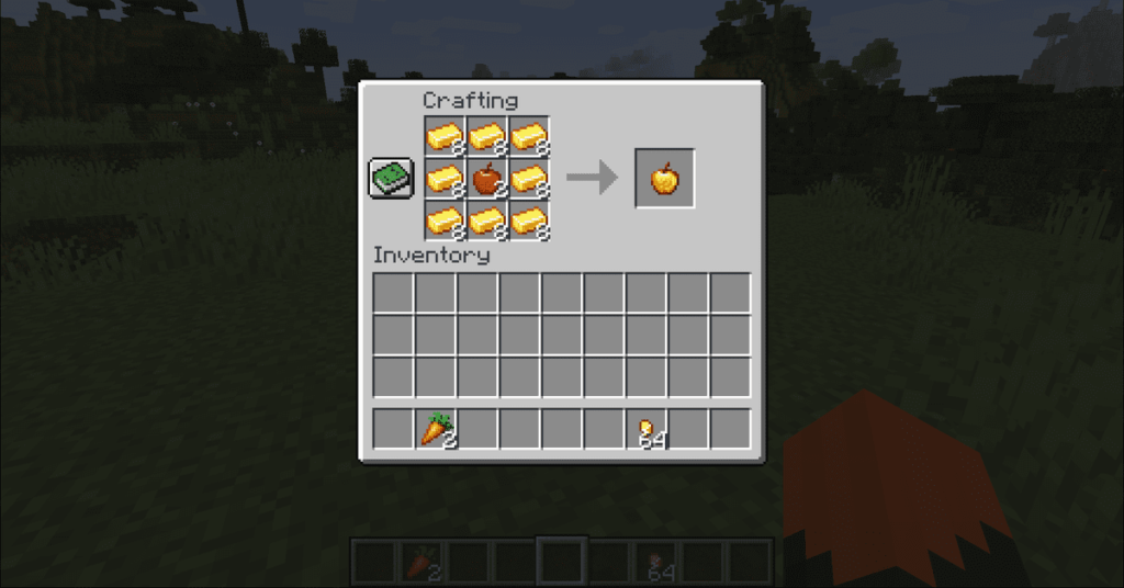 craft golden apples and carrots in Minecraft